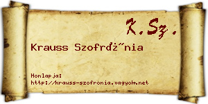 Krauss Szofrónia névjegykártya